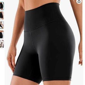 CRZ Yoga High Rise 6" Black Biker Shorts